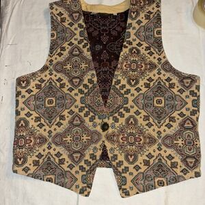 Willowbend Tapestry Vintage Vest Women's  XL - USA Aztec Grandma